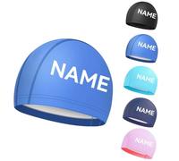 Personalised Swim Cap with Name - Soft & Comfortable Fabric Material - No Pull No Pressure - Waterproof Coating - For Kids & Adults, Ideal for Swimming Lessons & Training