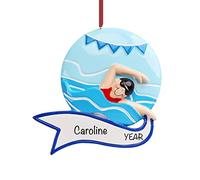 Personalised Swimmer Ornament 2025 - Fast & Free 24h Customisation - Swimming Christmas Ornaments for Tree - Custom Gift Wrapped Swim Girl Keepsake for Olympic Team, Triathlete, Swimmers