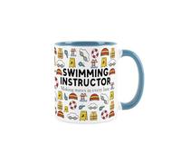 Personalised Swimming Instructor Mug - Funny Customisable Novelty Swimming Teacher Job Gifts - Tea/Coffee Hot Drinks Light Blue Ceramic Cup Present