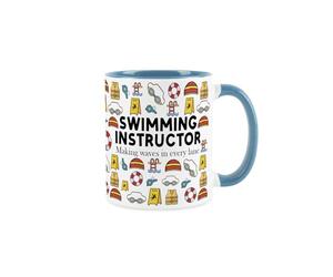 Personalised Swimming Instructor Mug - Funny Customisable Novelty Swimming Teacher Job Gifts - Tea/Coffee Hot Drinks Light Blue Ceramic Cup Present