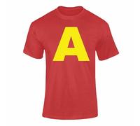 Personalised T Shirt Custom Letter Initial Name Print Unisex Crew, Chipmunk Halloween, Neck Funny Group Matching Costume Top Red 3-4 Years Style 01