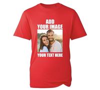 Personalised T-Shirt - Custom Name, Image & Text Tee for Men, Women & Kids - Customisable Cotton Shirt - Funny, Birthday & Gift Printed Top (Red, 4XL)