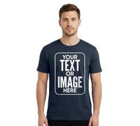 Personalised T-Shirt - Custom Name Text Logo Photo - Handmade Unisex Printed Front Design - Create Your Own Summer Tee(L, Navy)