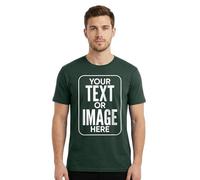 Personalised T-Shirt - Custom Name Text Logo Photo - Handmade Unisex Printed Front Design - Create Your Own Summer Tee(S, Bottle Green)