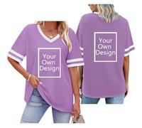 Personalised T-Shirt Custom T Shirt Design Your Own Shirt Add Text Text/Image/Logo on The Front & Back Plus Size V Neck Short Sleeve Loose Fit Tee Top Custom Graphic Tees Birthday Music Concert