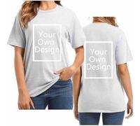 Personalised T-Shirt Custom T Shirt Design Your Own Shirt Add Text Text/Image/Logo on The Front & Back Plus Size Round Neck Short Sleeve Loose Fit Tee Top Custom Graphic Tees Birth 3XL