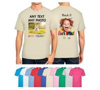 Personalised T-Shirt Custom T Shirt UK Unisex Short Sleeve Printed Text Image Photo Men Women Natural Size XL