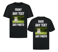 Personalised T-Shirt | Customisable with Any Text Any Photo or Logo | Unisex Design | Ideal for Men, Women, & Kids | For Birthday, Christmas, Workwear | 100% Cotton Black - F/B Youth L (Age 9-11)