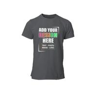 Personalised T-Shirt for Men & Women | Customised with Any Text, Image, or Logo | for Mothers Day, Birthdays, Sports, and Bachelor Parties | Ideal for Men, Women, and Kids, Charcoal Grey