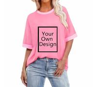 Personalised T Shirt for Women Customised Plus Size Short Sleeve Tops Custom T Shirt with Any Text and Photo Design Your Own Novelty Custom Workwear & Uniforms Unique Gift for Birthdays Teams Holidays