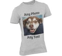 Personalised T-Shirt in Heather Grey Upload Your Photo and Text - DTG Printed X-Large