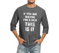 Personalised T Shirt Mens T-Shirts Multipack Dress Shirts 3/4 Sleeve Crew Neck Oversized Pattern Print Outdoor Tops T-Shirt (Gray, L)