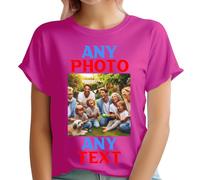 Personalised T-Shirt UK Any Photo, Any Text Womens Ladies TShirt Any Image Create Your Own Custom Gift Heliconia XL