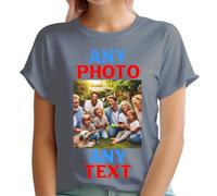 Personalised T-Shirt UK Any Photo, Any Text Womens Ladies TShirt Any Image Create Your Own Custom Gift Charcoal Grey 2XL
