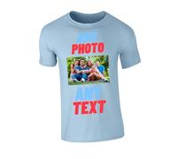 Personalised T-Shirt UK | Design Your Own | Custom Photo & Text | Men & Kids | Personalised Gifts Workwear T Shirt | Create Your Own Customise Tee | Unique Gift Light Blue 5-6 Years
