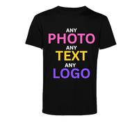 Personalised T Shirt UK for Men, Women Tee Photo, Text or Logo, Funny T Shirt | Unique Picture Gifts for Birthday, Christmas & Workwear | Unisex, 100% Cotton, Black M