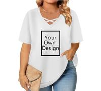 Personalised T Shirt UK Short Sleeve Blouse V-Neck Customised T Shirt Plus Size Pullover Blouses Printed T Shirts Any Text Photo Image Picture for Valentines White