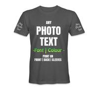 Personalised T-Shirt with Custom Printed Photo Picture Image Logo Text Name Short Sleeve Unisex Men Women Tees - Charcoal - 3XL - Your Own Design