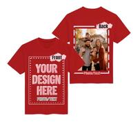 Personalised T Shirts Mens Womens Custom T Shirt Personalised Unisex Tshirt Design Your Own Photo Logo Text Customised Cotton T-Shirt Front Back Print Tee Shirt Red 2XL