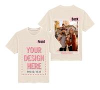 Personalised T Shirts Mens Womens Custom T Shirt Personalised Unisex Tshirt Design Your Own Photo Logo Text Customised Cotton T-Shirt Front Back Print Tee Shirt Sand L