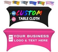 Personalised Table Cloth,Custom Spandex Table Covers with Business Logo Text Photo,Custom Stretch Table Cloth,Fitted Table Cloth Rectangle for 4ft 6ft Table Cloth,Wedding Birthday (6FT Table Cloth)