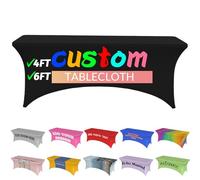 Personalised Table Cloth, Spandex Table Covers with Business Logo Text Photo,Custom Stretch Table Cloth for 4ft 6ft Table, Fitted Tablecloth Rectangle for Wedding Birthday Anniversary Events (4FT)