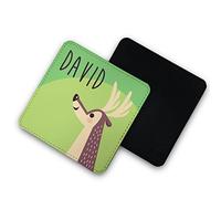 Personalised Table mat & Coasters and Animals - Kids Named ANy Name monogram cute (Coaster only, Green - Deer)
