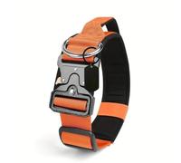 Personalised Tactical Dog Collar Adjustable Military Training Nylon Dog Collar with NamePlate Metal Buckle for Dogs (Orange,M)