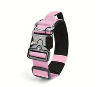 Personalised Tactical Dog Collar Adjustable Military Training Nylon Dog Collar with NamePlate Metal Buckle for Dogs (Pink,M)