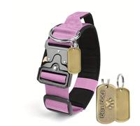 Personalised Tactical Dog Collar with Handle Adjustable Heavy Duty Military Collar Custom Pet Collar with Name Phone Number Address Customizable Pet Collar Ideal Dog Gift (Purple,L)