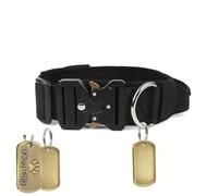 Personalised Tactical Dog Collar with Handle Adjustable Heavy Duty Military Collar Custom Pet Collar with Name Phone Number Address Customizable Pet Collar Ideal Dog Gift (Black,L)