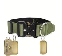 Personalised Tactical Dog Collar with Handle Adjustable Heavy Duty Military Collar Custom Pet Collar with Name Phone Number Address Customizable Pet Collar Ideal Dog Gift (Army Green,L)