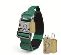 Personalised Tactical Dog Collar with Handle Adjustable Heavy Duty Military Collar Custom Pet Collar with Name Phone Number Address Customizable Pet Collar Ideal Dog Gift (Dark Green,XL)