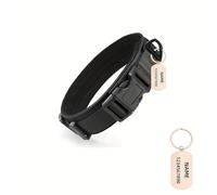 Personalised Tactical Dog Collar with Name, Adjustable Military Training Nylon Dog Collar with Control Handle for Dog (Black,XL)
