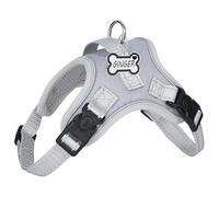 Personalised Tactical Dog Harness with Name Phone Number, No Pull Military Service Vest with Handle & Molle, Easy Control for Training Walking, Adjustable Reflective Straps (Grey,S)