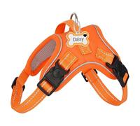 Personalised Tactical Dog Harness with Name Phone Number, No Pull Military Service Vest with Handle & Molle, Easy Control for Training Walking, Adjustable Reflective Straps (Orange,M)