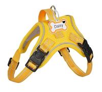 Personalised Tactical Dog Harness with Name Phone Number, No Pull Military Service Vest with Handle & Molle, Easy Control for Training Walking, Adjustable Reflective Straps (Yellow,S)