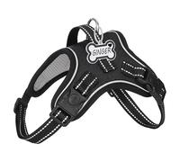 Personalised Tactical Dog Harness with Name Phone Number, No Pull Military Service Vest with Handle & Molle, Easy Control for Training Walking, Adjustable Reflective Straps (Black,XS)
