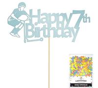 Personalised Tail Whipper Stunt Scooter Glitter Cake Topper - Light Blue Custom Name Glitter Cake Decoration and Sprinkles - Happy Birthday Decorations - Personalised Toppers for Cakes by Cakeshop