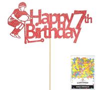 Personalised Tail Whipper Stunt Scooter Glitter Cake Topper - Red Custom Name Glitter Cake Decoration and Sprinkles - Happy Birthday Decorations - Personalised Toppers for Cakes by Cakeshop