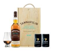 Personalised Tamnavulin Single Malt Whisky Gift Set - 70cl Bottle (40% ABV) in Luxury Wooden Box with Glencairn Glass & 2 x Larkfire Fire Water - Birthday Gifts for Men, Whisky Gifts for Him,