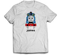 Personalised Tank Engine T-Shirt - Novelty Costume World Book Day Fun Tee Top Twin Needle Collar 100% Combed Ringspun Cotton High Stitch Density Extreme Comfort (White, 5-6 Years)