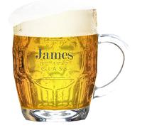 Personalised Tankard Glass Men Stein Engraved Dimple 1 Pint Beer Traditional Tanker Handle Modern Name Gift Box 590 ml