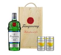 Personalised Tanqueray 0.0 Alcohol-Free Gin & Tonic Gift Set 70cl (0.0% ABV) in Wooden Presentation Box | Custom Non-Alcoholic Gin Gift