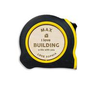 Personalised Tape Measure Gift for Him, Engraved “I Love Building a Life With You” DIY Tool, Custom Builder Gift for Husband Boyfriend, 8M Retractable Measuring Tape