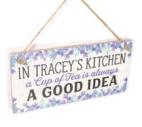 Personalised Tea Kitchen Sign, Lavender Floral Decor | Tea-loving kitchen quote with floral styling