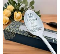 Personalised Tea Spoon with Engraving, Stainless Steel, Gift Box Included, A Cuppa for Mum or Any Text, Customer Spoon with Gift Box