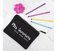 Personalised Teach. Mark. Repeat Pencil Case | Personalised Teacher Gifts | UK (Black case - Silver Text)