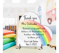 Personalised Teacher Appreciation Plaque with Stands - Thank You Keepsake, Customisable Design, Made from FSC-Certified MDF, Handcrafted in the UK (Acrylic 13.5cm x 13.5cm, Behind every child)