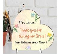 Personalised Teacher Appreciation Plaque with Stands - Thank You Keepsake, Customisable Design, Made from FSC-Certified MDF, Handcrafted in the UK (Mdf Wood 8.5cm x 8.5cm, Helping me grow)